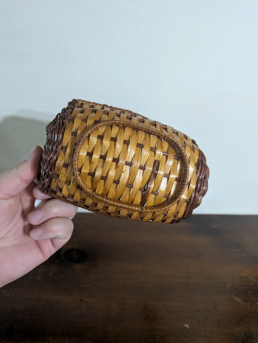 Vintage Woven Wicker Duck Basket | Rattan Boho Farmhouse Decor Cottagecore Farm